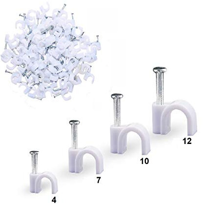 Cable Clips 400pcs – Heavy Duty Wire Holder with Steel Nails for Wall, Baseboard, and Desk – Zinc Plated Wire Organizer for Ethernet, HDMI, Speaker, TV Cables