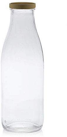 PEGANE Lot de 8 Bouteilles Fraîcheur en Verre, capacité 750 ML, 233 x 77mm,Capsules dorés stérilisables 48mm avec Flip incluses - IRIOS -