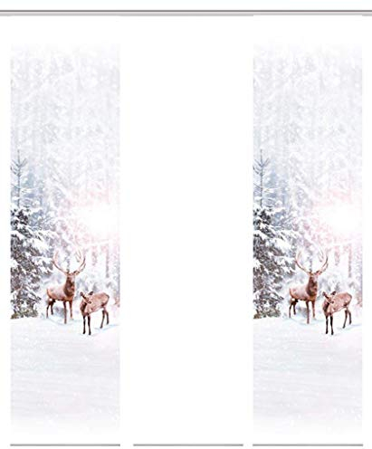 HOME WOHNIDEEN HIRALIA 3er-Set Schiebegardinen, blickdichter Dekostoff, 3X 245x60 cm, Farbe: Natur