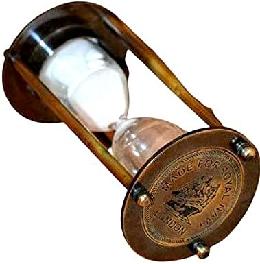 Sablier antique en laiton aux deux extrémités en forme d'hexagone