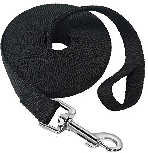 Hundeleine 50m, Mainiusi Schleppleine 50m für Hunde, Langes Nylon Hundeleine für Kleine und Mittlere Hunde, Schleppleine Hund zum Tracking von Trainings Camping Spiel und Garten(50m, Schwarz)