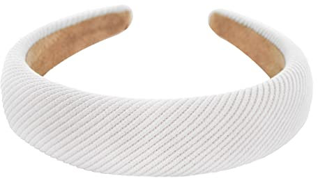 axy Breiter Haarreif mit Stoff gepolstertes Cord - Wunderschön Damen Stirnband Haarschmuck Haarreifen HRK5A (Weiss)