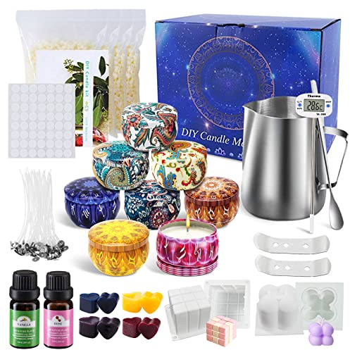 JOTOL Kit de Fabricación para Velas,Herramienta para Velas de Bricolaje con Descripción,Juego de Regalo de Bricolaje,Kit de Fabricación de Velas Incluye Tarro de vela,Crisol,Tintes