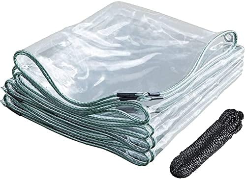 Telone Trasparente Occhiellato Impermeabile Teloni PVC Pesante per Esterno - Telo Copertura Protezione Piante con Corda - 420g / m² - Spessore 0,3 mm(2x3m)