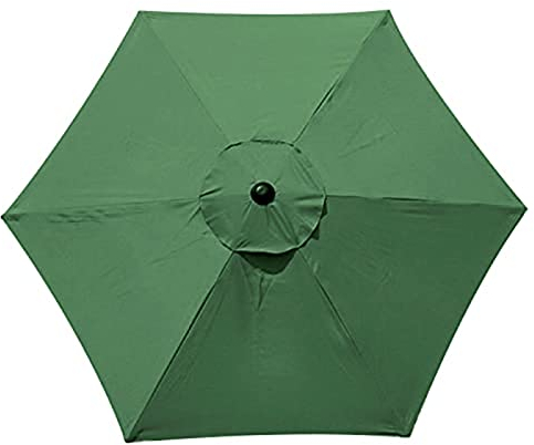 TIUTIU 6 Rippen Sonnenschirm Ersatz Baldachin Abdeckung Outdoor Markt Tisch Schirm Schirm Baldachin Anti-Ultraviolett Regenschirm Ersatz Stoff, 2m/2,7m/3m (3M / 9.8Ft,Green)