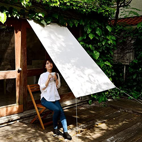 Voile d'Ombrage Étanche 1.2x2.4M Imperméable Une Protection des Rayons Voile dombrage carrée avec Oeillets, Cordons pour Extérieur/Terrasse/Jardin, Blanc