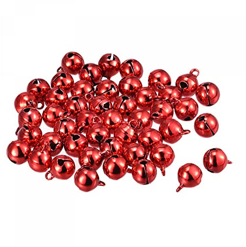 sourcing map 48 STK. Klingelglocken 10mm kleine Glöckchen zum Basteln Weihnachten Rot