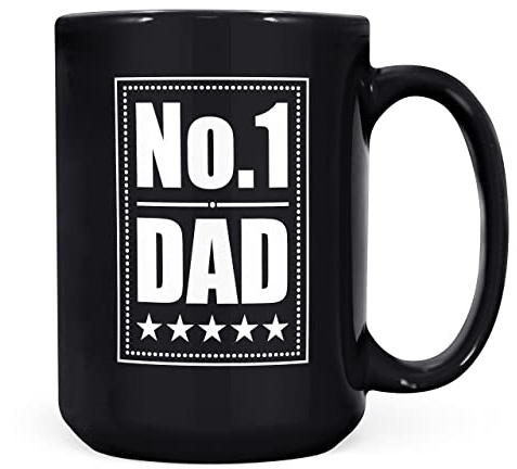 Mug Monster - Number One Dad Mug, Father's Day or Birthday Gift for Men - Ceramic Coffee Cup, Gift for Men or Women, Extra Large and Giant Available, 15oz Black