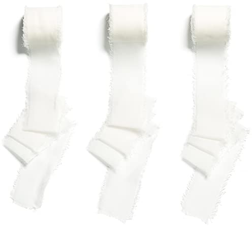 CHUQING 3 Rollen 3,8cm x 6M Geschenkband Weiss Schleifenband Hochzeit Festival Bänder Weib Chiffonband Dekoband für Geschenkverpackungen,Blumenstrauß,Hochzeitseinladung,DIY Handwerk