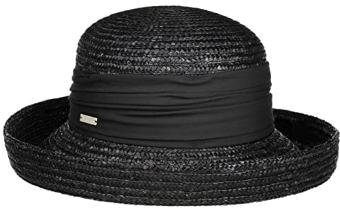 Seeberger Dilara Stroh Sommerhut Damenhut Umschlaghut (One Size - schwarz-schwarz)