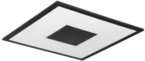 EGLO LED Deckenleuchte Marmorata, Deckenlampe mit Kristall-Effekt | Licht-Zonen einstellbar per Lichtschalter, Deckenbeleuchtung aus Metall in Schwarz und Kunststoff in Weiß, 45 x 45 cm