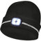 Gebol LED Mütze schwarz | Stirnlampe auf Strickmütze | Beanie mit Reflexionsstreifen | USB-Anschluss zum Aufladen | 60 Minuten Leuchtdauer | 4 Leuchtstufen | Unisex | Schwarz | 1 Stück
