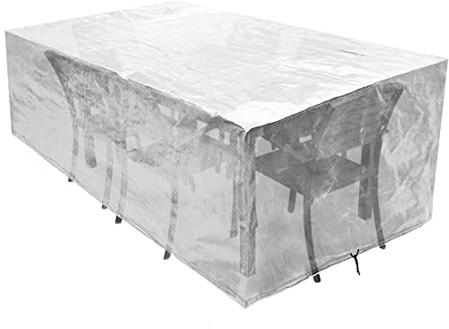 RICHIE Abdeckung für Gartenmöbel wasserdichte Schutzhülle Anti-UV Abdeckplane Atmungsaktiv Polyethylen für Gartentische Terrassenmöbel Rechteckig (Transparent 200x160x70cm)