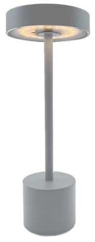 Roby Grey LED Tischleuchte, kabellos, Touch, Aluminium, Hellgrau, Höhe 30 cm