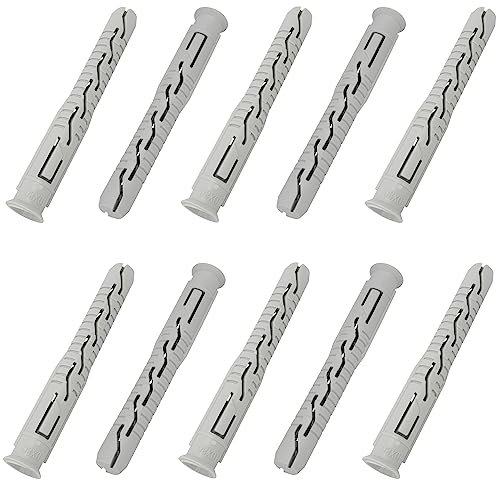 AERZETIX - C67082 - Lot de 10 Chevilles universelles Ø10x80 mm à collerette biseautée/fraisée - en Polyamide - maçonnerie Fixation béton Brique parpaing bâtiment vis Construction