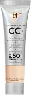 IT Cosmetics Your Skin But Better CC Cream LSF 50+, 12 ml, Hochpigmentierte Mehrzweck-Creme mit LSF 50, Getönte Anti-Aging-Tagescreme, Foundation, Concealer & Pflege in einem, Farbton Light