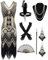 BIQIQI 20er Jahre Kostüm Damen Gatsby Kleid, 1920er Charleston Kleid, Flapper Kleider mit Pailletten und Fransen, Kostüm mit Zubehör der 20er Jahre für Maskerade Karneval