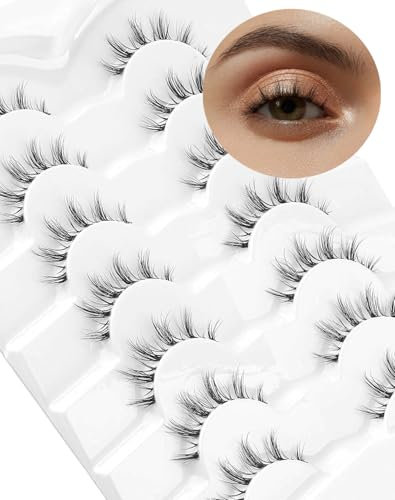 Onlyall Manga Lashes Natural Look Cute Anime Lashes Individual Cluster Lashes Asian False Eyelashes Clear Band Fake Lashes Korean Lashes A21