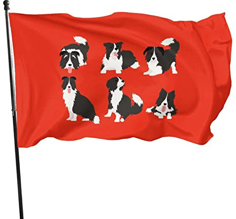 Fahne 90X150cm Border-Collie-Hund Piratenflagge Witterungsbeständiges Haus Hof Flagge Durable Garten Fahnen Für Außenbereich Paraden Draußen