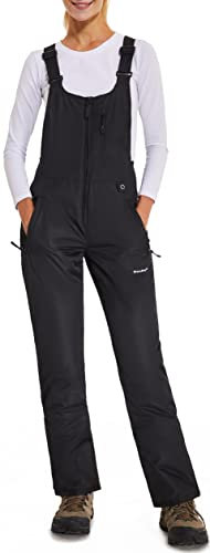 DAFENP Pantaloni Sci Donna Inverno Salopette Neve Impermeabile Pantaloni Snowboard Isolata Antivento Caldo Pantaloni Softshell con Tracolla Regolabile e Tasche Multiple HXK8668W-Black-S