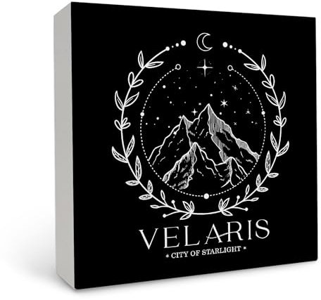 OFlich Velaris Holz-Schild – Velaris City of Starlight Holzkastenschild, Acotar Schreibtisch Tischdekoration, ACOMAF Nachtplatz-Geschenk, ACOTAR Geschenk