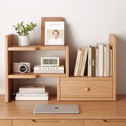 Desktop-Bücherregal Tischregale, Verstellbares Schreibtisch-Bücherregal, Holz Regal Mit Ecke for Bürobedarf, Wohnkultur Und Küche