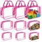 9 Packs Clear PVC Toy Storage Bags Toiletry Bags Waterproof Kids Zippered Toy Organizing Bags for Building Blocks Puzzle Stationery Rose