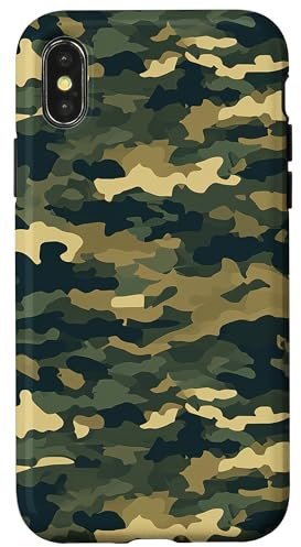 Hülle für iPhone X/XS Camouflage-Muster, Grün / Braun