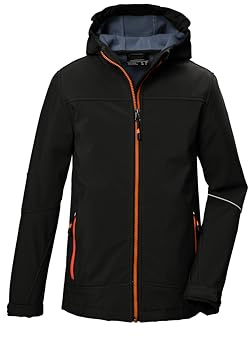 killtec Jungen Softshelljacke/Outdoorjacke mit Kapuze KOW 366 BYS SFTSHLL JCKT, schwarz, 152, 42161-000