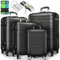 tillvex® Reisekoffer Set 4-TLG. + Gepäckwaage, 8X Koffergurte und 4X Kofferanhänger | Kofferset 4 Rollen | Trolley Gepäck Koffer TSA Schloss | Rollkoffer Hartschalenkofferset S-M-L-XL