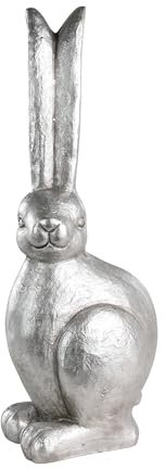 EGLO LIVING Osterdeko Hase Chilandy, große Deko Figur Ostern Frühling, Frühlingsdeko Osterhase, Elegante Osterfigur aus Kunststein in Silber, 50 cm