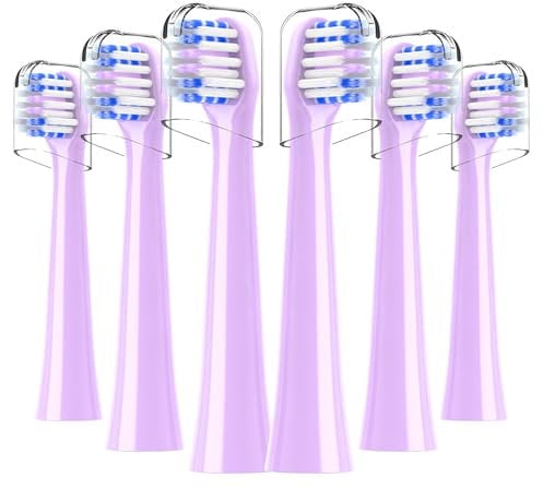 Replacement Toothbrush Heads Compatible with Colgate Hum Toothbrush - Brush Heads Replacement Compatible with Hum Smart Battery Toothbrush, Purple, 6 Pack