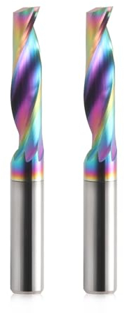 Lot de 2 fraises en spirale CNC avec une rainure pour aluminium, tige de 6 mm, fraise hélicoïdale VHM avec revêtement DLC, diamètre de coupe de 6 mm, fraise à queue en carbure de tungstène massif