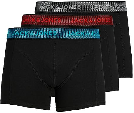 JACK & JONES Herren Unterhosen Shorts Boxershorts Trunks 3er Pack, Farbe:Schwarz, Wäschegröße:S, Artikel:- Asphalt/hawaian