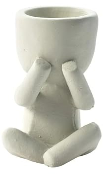 Napco Moderner Körper, 5,1 x 6,3 x 6,3 cm, weißer Alabaster, Beton, Stein, Blume, Sukkulenten, Pflanzgefäß, Behälter, Halter, Innen- und Außenbereich, Gartendekoration