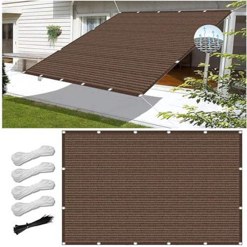 Voile d’ombrage Rectangulaire 380 x 400 cm, Espirante en HDPE, Anti 98% UV Contre Le Vent, Toile D Ombrage Rectangulaire, Voile d’ombrage carré, pour Pergola, Extérieur, ‎Marron