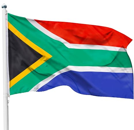 PHENO FLAGS Bandiera Sudafrica 90x150cm – sudafricana – resistente alle intemperie con occhielli in ottone - 100% poliestere - cuciture doppie robuste e colori vivaci – per gli amanti delle bandiere