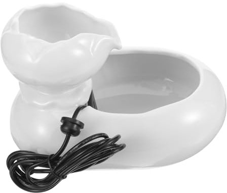 Ceramic Cat Fountain - Automatic Pet Drinking Fountain with Dual Filtration, Usb Powered, White
