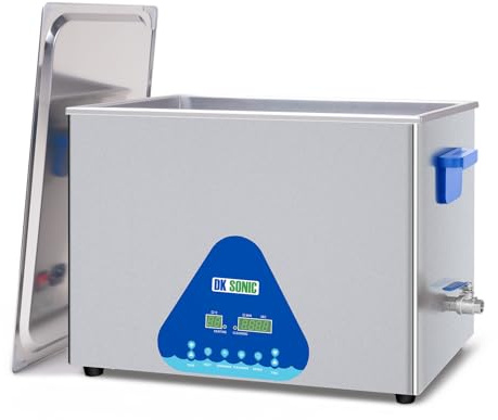 DK SONIC Industrial Ultrasonic Cleaner, 37L 720W Sonic Cleaner with Heater &l Timer, Digital Control for Motorcycle Engines, Carburetors, Chains (Includes Basket)
