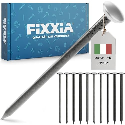 FIXXIA Bildernägel mit oder ohne Einschlaghilfe, 30 Stück ø2mm, schwarz mit gold-, oder silberfarbenem Dekokopf ø6mm, 20, 25, 30, 40, 50mm, Betonnägel, Wandnagel (Silberfarben, 40mm)