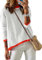 Cuptacc Damen Pullover Elegant Gestreiftes Langarmshirt T-Shirt Rundhalsausschnitt Casual Sweatshirt Damen Grau Groß L 42-44
