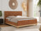 MKS MEBLE Boxspringbett 180x200 Eiche Orange Struktur, Polsterbett 180x200 mit Massivholz Eiche, Bett mit Stauraum und 7-Zonen Taschenfederkern Mattratze H3, Stauraumbett - Caicos