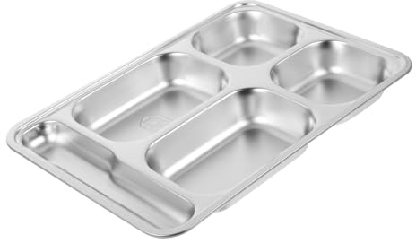 PRETYZOOM Bandeja de Acero Inoxidable para Camping y Picnics Compartimentos Profundos y Diseño para Cuchara, Resistente a Altas Temperaturas y Fácil de Limpiar