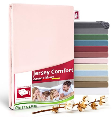 DecoHomeTextil Spannbettlaken, Rosa Double (2X) 90-100x200 cm | Greenline Serie, Premium Jersey, 100% Baumwolle, Bettlaken, Spannbetttuch