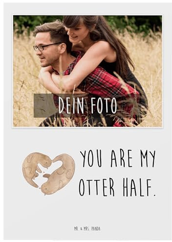 Mr. & Mrs. Panda Personalisierte Foto Postkarte Otter Herz - Geschenk, Liebesgeschenk, Seeotter, Fischotter, Verlobung, Bessere Hälfte
