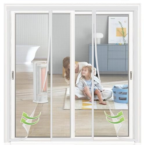 Zanzariera Porta 265x220cm Bianco Porte Anti Zanzare Calamite Facile da installare Nessun Attrezzo Richiesto per Porta Ingresso Cortile porte scorrevoli