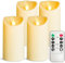 YIWER Flameless LED Candles Outdoor Indoor Battery Operated Flickering Candles with Remote Timers,Won't Melt,Ivory Plastic Candle D3.15 x H6 for Party Christmas Valentine's Day（4 pcs
