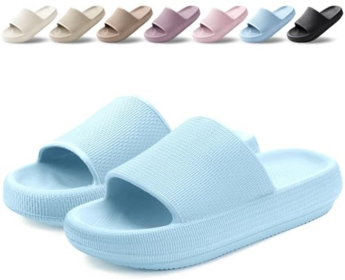 BAXIWUY Ciabatte Donna Uomo Estive Pantofole da Casa Ultra Morbide e Comode Slide Antiscivolo Nuvola Ciabatte da Mare Doccia Spiaggia Piscina Sandalo Unisex Blu, 46-47 EU