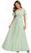 Ever-Pretty Robes de Demoiselle d'honneur Col Rond Manches Longue Grand Taille Robe Soirée Femme Longue Verte Menthe 50
