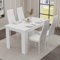 Blisswood Dining Table and 4 Chair Set, PU Leather Chairs, 17mm Thick Table Tabletop 120x80 cm, kitchen table, Modern Design Wooden dining Table Set for Home furniture (White, White Chair)